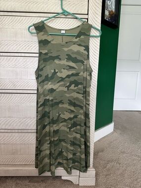 Old Navy Olive Green Camo Sleeveless Dress